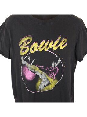 David Bowie T Shirt Womens Size XL Black Ziggy Stardust Studded Band Tee